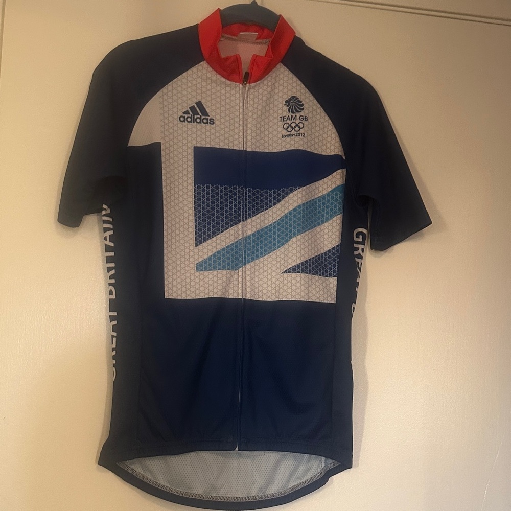 Adidas Great Britain Cycling Jersey - Blue, White, Red size small chest 34